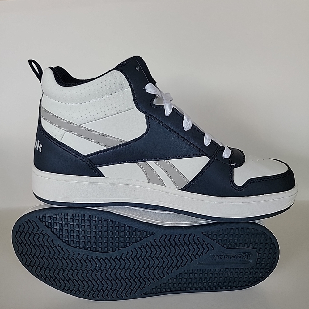 Reebok Royal Prime Mid 2.0 Kids Size 5 Color White/grey/navy - Picture 8 of 12